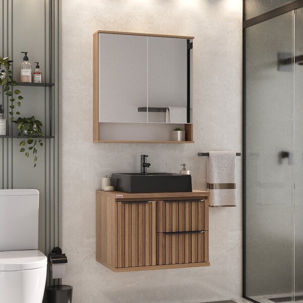 Conjunto Para Banheiro Cecília 60 Suspenso - Fabribam Nogal/p