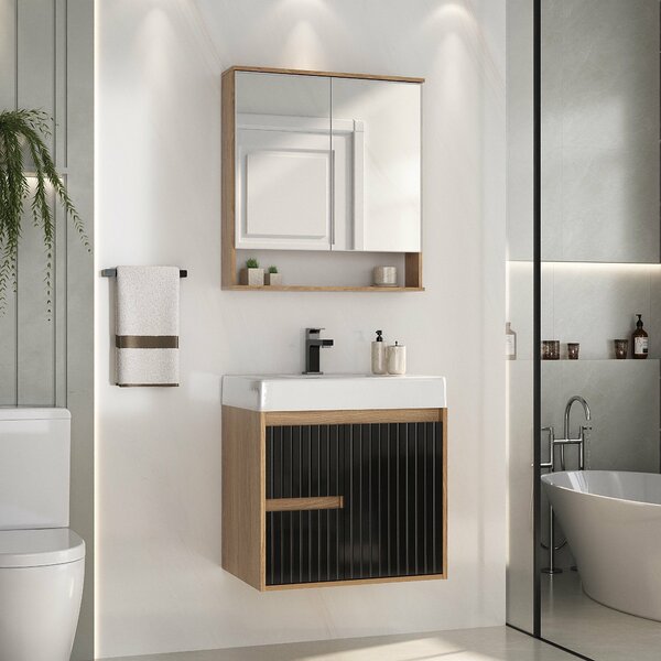 Conjunto Para Banheiro Clarice 60 Suspenso Lavatório E Espelh