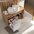 Conjunto Para Banheiro Clarice 80 Suspenso Painel Ripado E Es