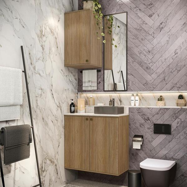 Conjunto Para Banheiro Com Aéreo Kappesberg Celeste 2 Peças N