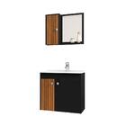 Conjunto Para Banheiro Com Armário Dublin Preto Ripado