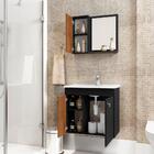 Conjunto Para Banheiro Com Armário Dublin Preto Ripado