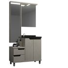 Conjunto Para Banheiro Com Espelheira E Cuba Arenito/cinza