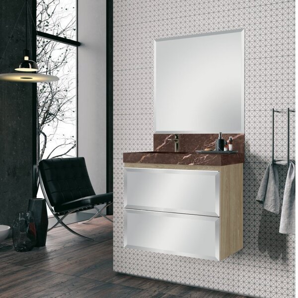 Conjunto Para Banheiro Com Espelho, Gabinete E Lavatório Em P