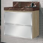 Conjunto Para Banheiro Com Espelho, Gabinete E Lavatório Em P