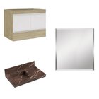 Conjunto Para Banheiro Com Espelho, Gabinete, Lavatório Em Po