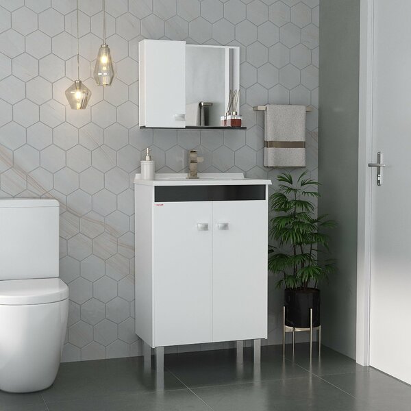 Conjunto Para Banheiro Econômico 60 Com Pés - Fabribam Branco