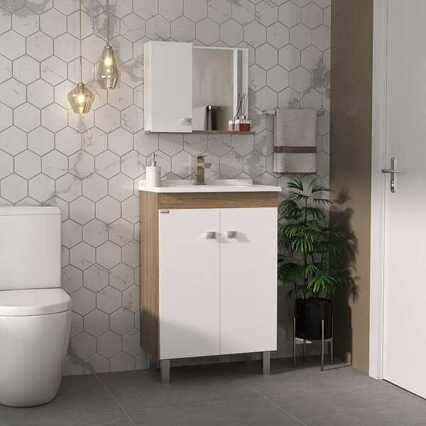 Conjunto Para Banheiro Econômico 60 Com Pés - Fabribam Nogal/