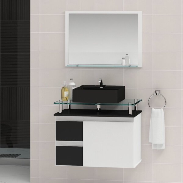 Conjunto Para Banheiro Gabinete Com Cuba E Espelheira 60cm Di