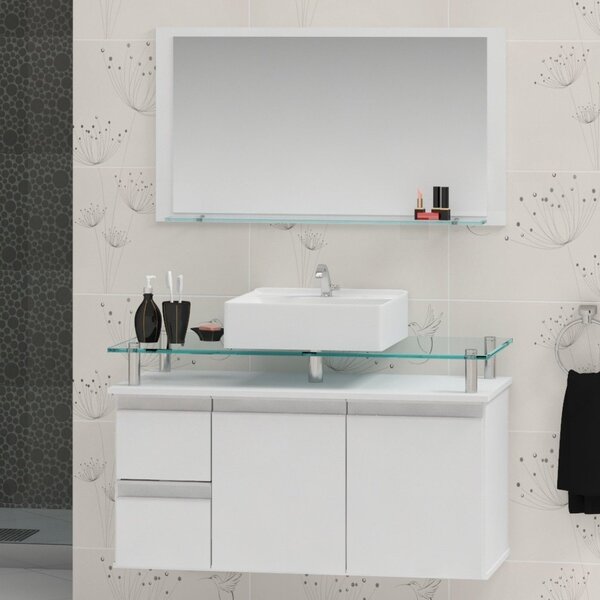 Conjunto Para Banheiro Gabinete Com Cuba E Espelheira 80cm Di