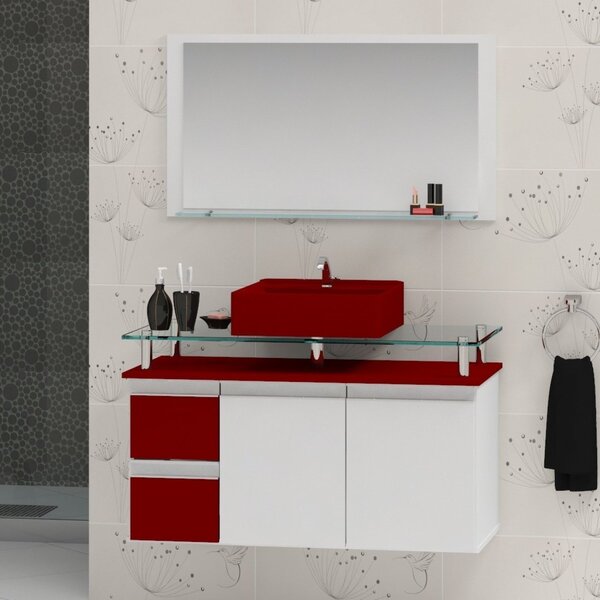 Conjunto Para Banheiro Gabinete Com Cuba E Espelheira 80cm Di