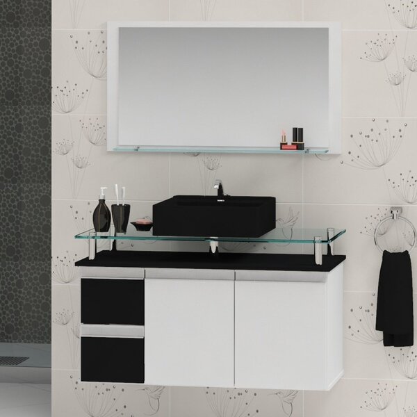 Conjunto Para Banheiro Gabinete Com Cuba E Espelheira 80cm Di