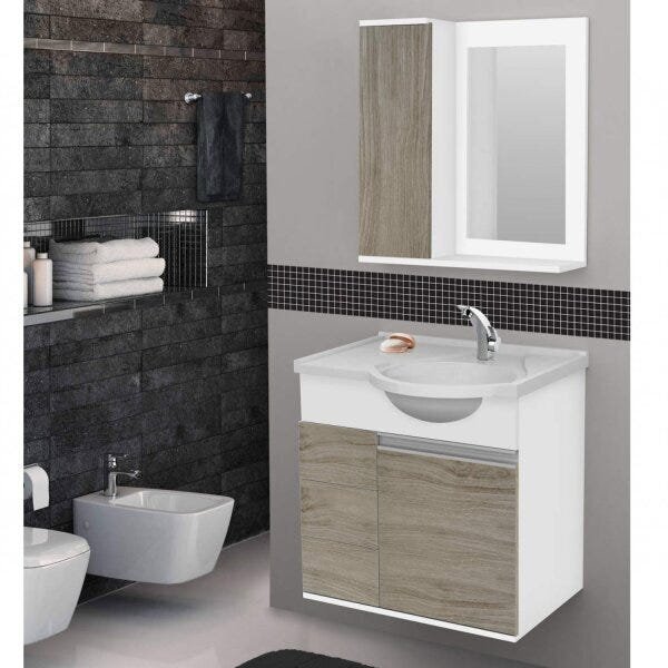 Conjunto Para Banheiro Gabinete Com Cuba E Espelheira New Asp