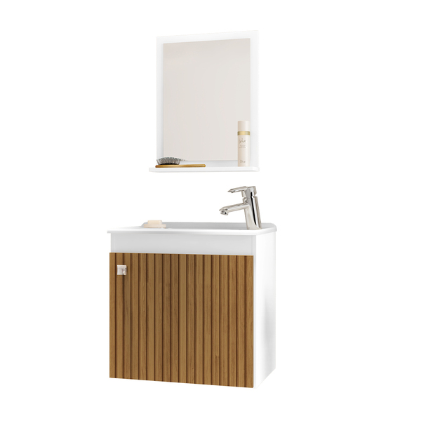 Conjunto Para Banheiro Gabinete Com Cuba E Espelho Siena B02