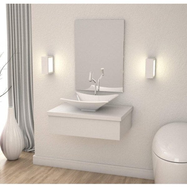 Conjunto Para Banheiro Gabinete Com Cuba Folha L38 E Espelhei