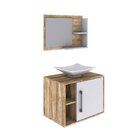 Conjunto Para Banheiro Gabinete Com Cuba Folha L38 E Espelhei