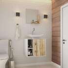 Conjunto Para Banheiro Gabinete Com Cuba Folha L38 E Espelhei