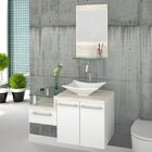 Conjunto Para Banheiro Gabinete Com Cuba Folha Lux L38 E Espe