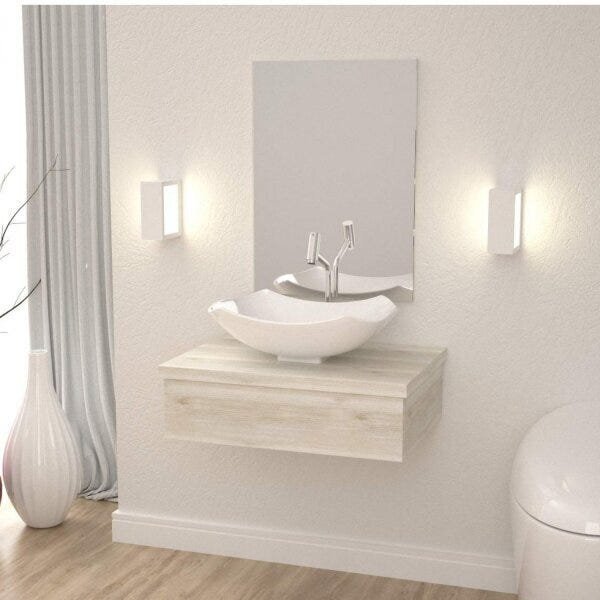 Conjunto Para Banheiro Gabinete Com Cuba L42 E Espelheira 601