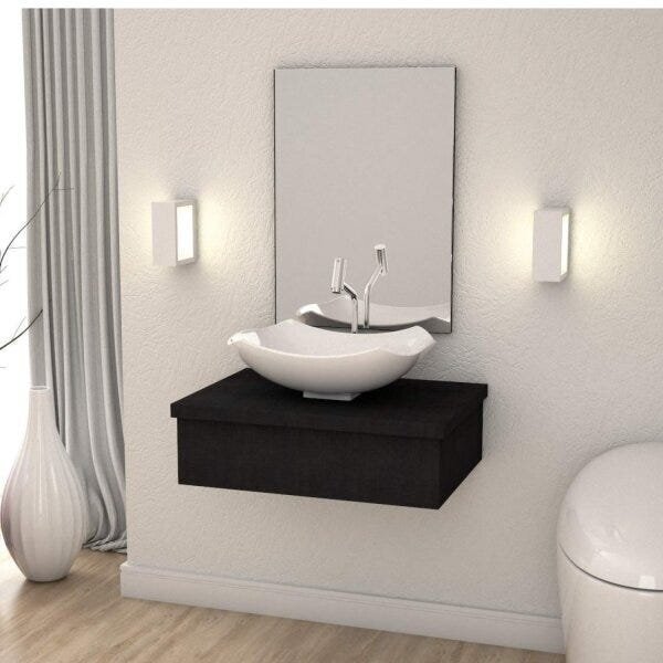 Conjunto Para Banheiro Gabinete Com Cuba L42 E Espelheira 601