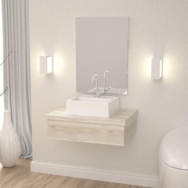 Conjunto Para Banheiro Gabinete Com Cuba Q32 E Espelheira 601