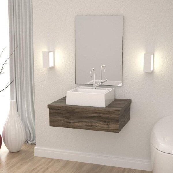 Conjunto Para Banheiro Gabinete Com Cuba Q32 E Espelheira 601