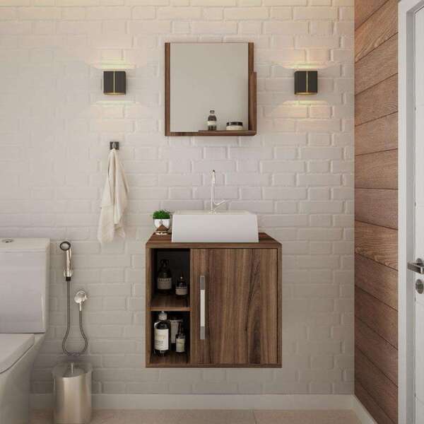 Conjunto Para Banheiro Gabinete Com Cuba Q32 E Espelheira Sof