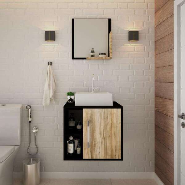 Conjunto Para Banheiro Gabinete Com Cuba Q32 E Espelheira Sof