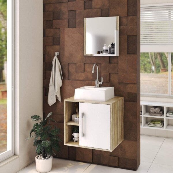 Conjunto Para Banheiro Gabinete Com Cuba Quadrada Q32 E Espel