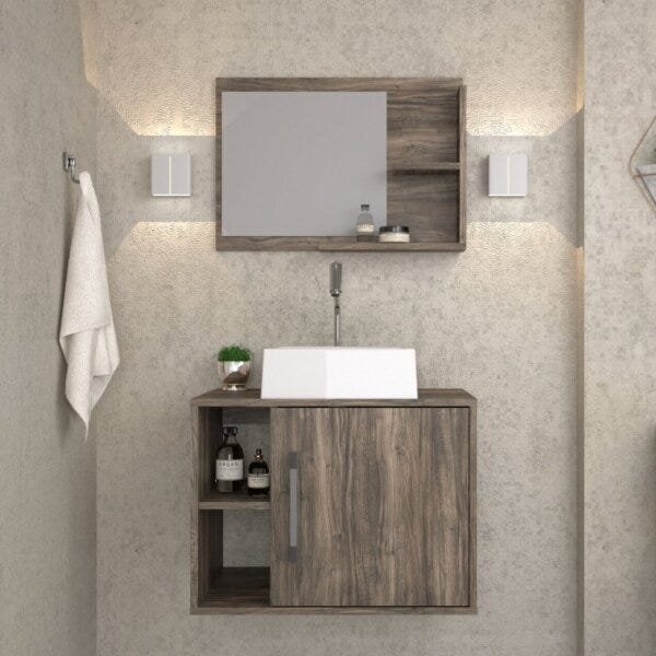 Conjunto Para Banheiro Gabinete Com Cuba Quadrada Q32 E Espel