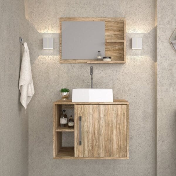 Conjunto Para Banheiro Gabinete Com Cuba Quadrada Q32 E Espel