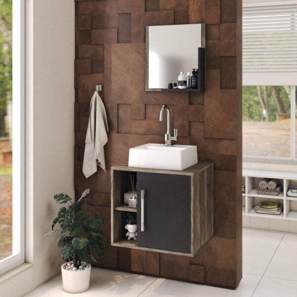 Conjunto Para Banheiro Gabinete Com Cuba Quadrada Q32 E Espel