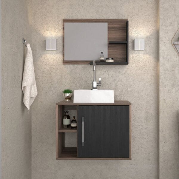 Conjunto Para Banheiro Gabinete Com Cuba Quadrada Q32 E Espel