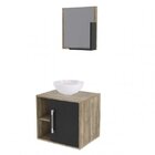 Conjunto Para Banheiro Gabinete Com Cuba Redonda R30 E Espelh