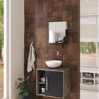 Conjunto Para Banheiro Gabinete Com Cuba Redonda R30 E Espelh