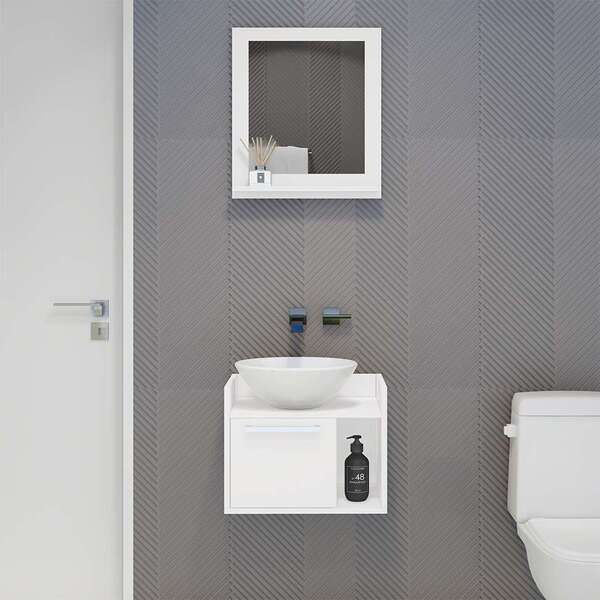 Conjunto Para Banheiro Gabinete E Espelheira 1 Pt Filbert Bra