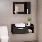 Conjunto Para Banheiro Gabinete E Espelheira Marciê 2 Pt Preto