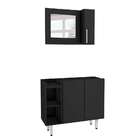 Conjunto Para Banheiro Gabinete E Espelheira Rooney 3 Pt Preto