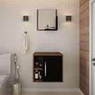 Conjunto Para Banheiro Gabinete E Espelheira Soft 500 Nogal E