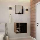 Conjunto Para Banheiro Gabinete E Espelheira Soft 500 Nogal E