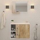 Conjunto Para Banheiro Gabinete E Espelheira Soft 600 Branco