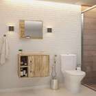 Conjunto Para Banheiro Gabinete E Espelheira Soft 600 Carvalho