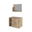 Conjunto Para Banheiro Gabinete E Espelheira Soft 600 Carvalho