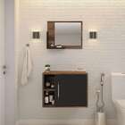 Conjunto Para Banheiro Gabinete E Espelheira Soft 600 Nogal E