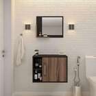 Conjunto Para Banheiro Gabinete E Espelheira Soft 600 Preto Ô