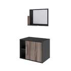 Conjunto Para Banheiro Gabinete E Espelheira Soft 600 Preto Ô