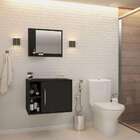 Conjunto Para Banheiro Gabinete E Espelheira Soft 600 Preto Ô