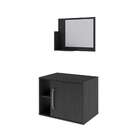 Conjunto Para Banheiro Gabinete E Espelheira Soft 600 Preto Ô