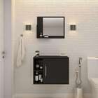 Conjunto Para Banheiro Gabinete E Espelheira Soft 600 Preto Ô