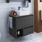 Conjunto Para Banheiro Gabinete Suspenso 60cm Com Toalheiro C